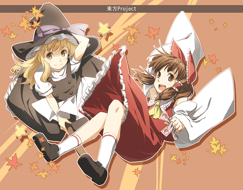 hakurei reimu and kirisame marisa (touhou) drawn by weee_(raemz)