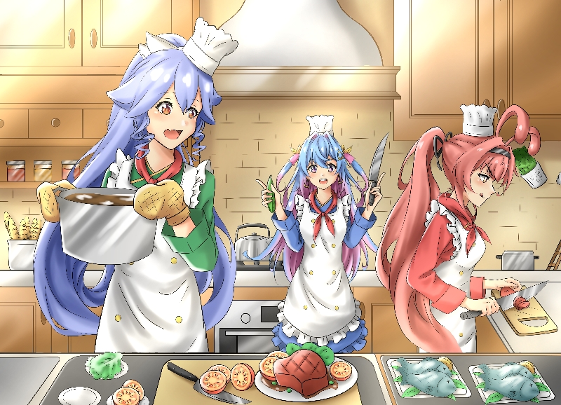 bao, hibiki du ca, and niji fuu (indie virtual youtuber and 1 more) drawn by star_king