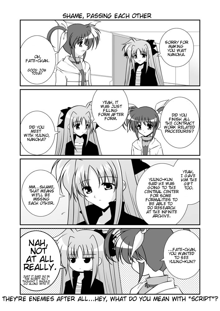 fate testarossa and takamachi nanoha (lyrical nanoha and 2 more) drawn by mikage_takashi