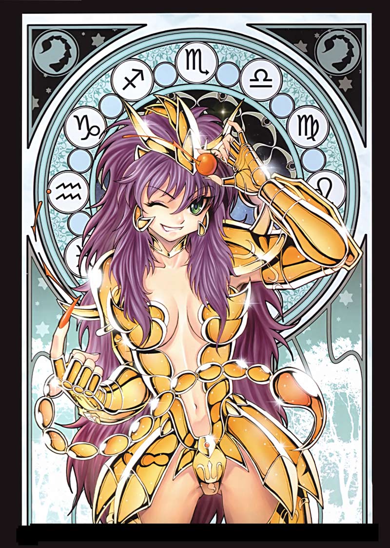 scorpio milo (saint seiya) drawn by future_studio_(artist) and mu_fengchun