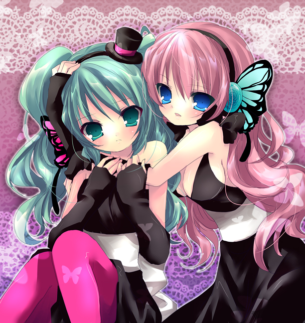 hatsune miku and megurine luka (vocaloid and 1 more) drawn by kosuzume