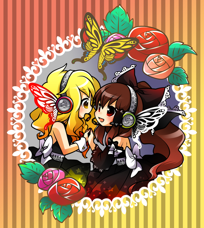 hakurei reimu and kirisame marisa (touhou and 2 more) drawn by munyumunyu