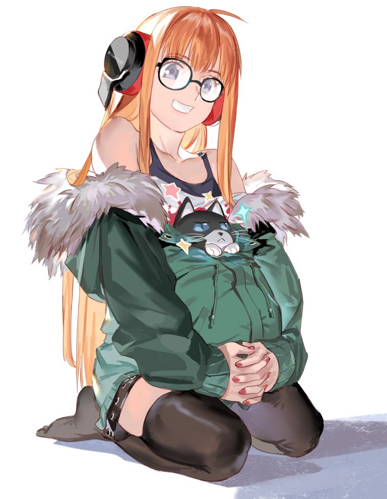 sakura futaba and morgana (persona and 1 more) drawn by emmmerald