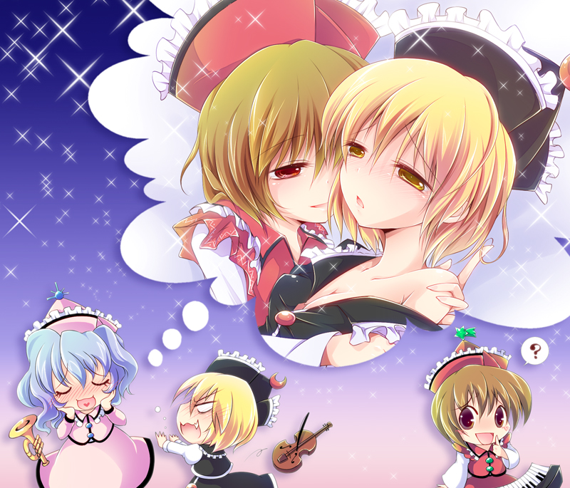 lunasa prismriver, merlin prismriver, and lyrica prismriver (touhou) drawn by enjoy_mix