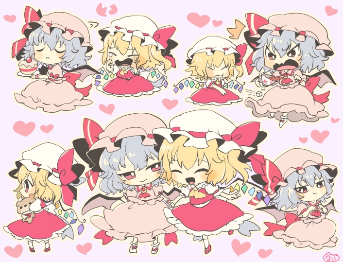 remilia scarlet and flandre scarlet (touhou) drawn by yoshishi_(yosisitoho)