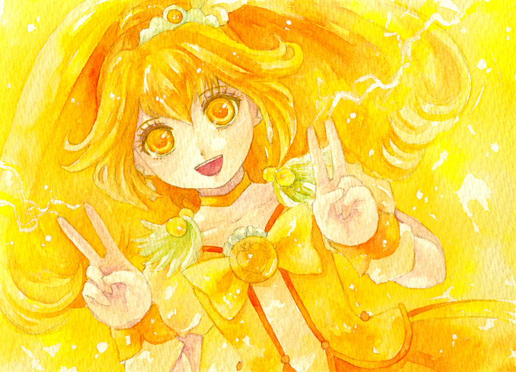 kise yayoi and cure peace (precure and 1 more) drawn by shiroma_(mamiko)