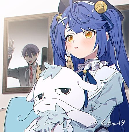 amamiya kokoro, kenmochi touya, and neko (nijisanji) drawn by 6tnut9