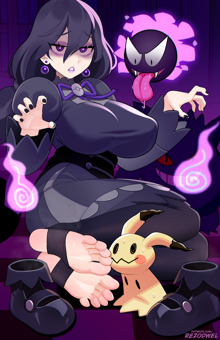 hex maniac, gengar, mimikyu, and gastly (pokemon and 1 more) drawn by rezodwel