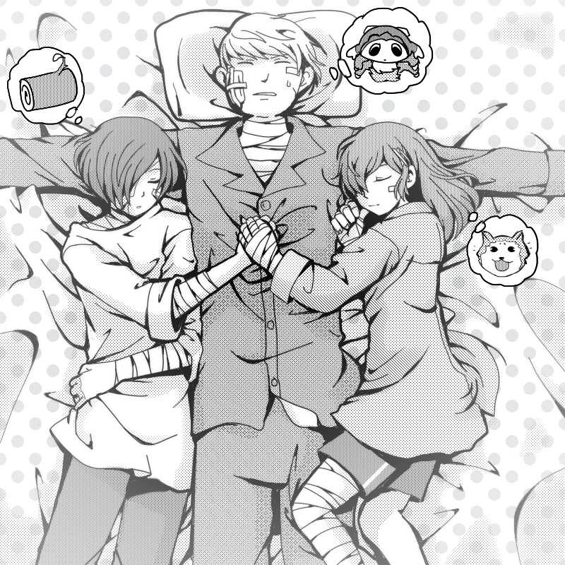 narukami yu, yuuki makoto, shiomi kotone, hanamura yousuke, kuma, and 1 more (persona and 3 more) drawn by tokiwa_(mukoku)