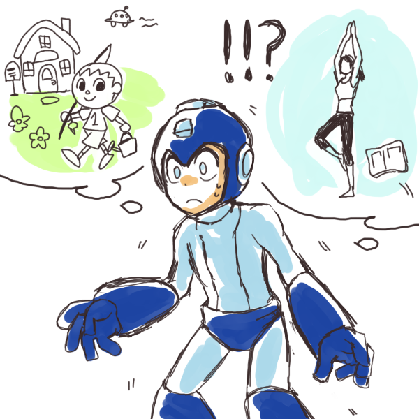 mega man, villager, and wii fit trainer (super smash bros. and 4 more) drawn by tatsunoko_(kuronofu)