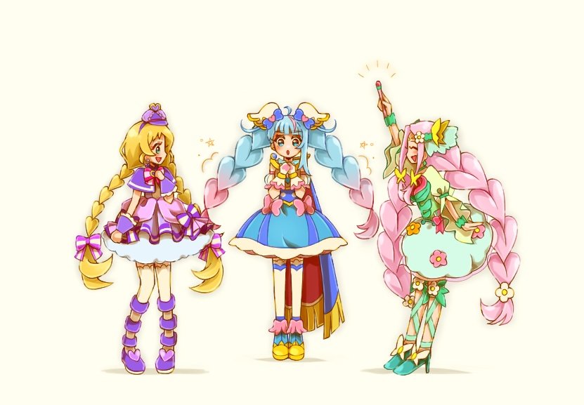 sora harewataru, cure sky, inukai iroha, hanami kotoha, cure friendy, and 1 more (precure and 3 more) drawn by yuu13