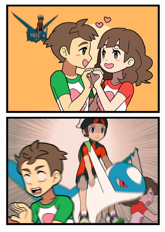 brendan, latios, and young couple (pokemon and 1 more) drawn by jaho