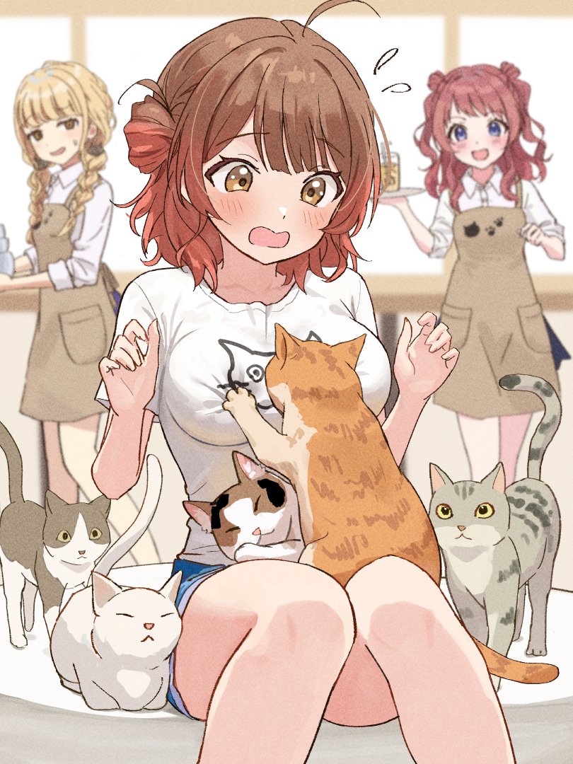fujita kotone, hanami ume, and hanami saki (idolmaster and 1 more) drawn by hoshinopurin