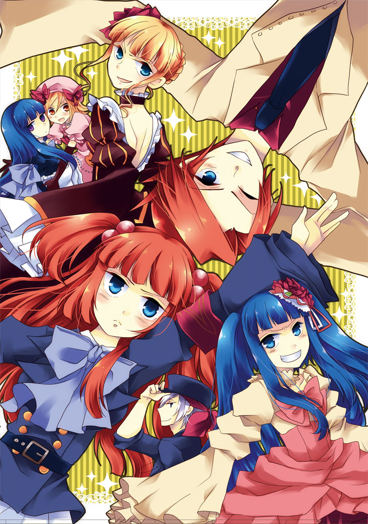 beatrice, ushiromiya battler, ushiromiya ange, frederica bernkastel, furudo erika, and 2 more (umineko no naku koro ni) drawn by ico_(pekoguest)