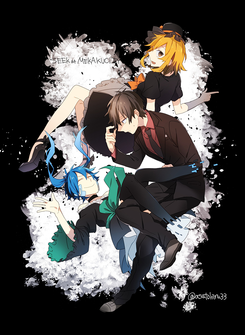 kisaragi shintarou, ene, and kisaragi momo (kagerou project) drawn by asahimachi