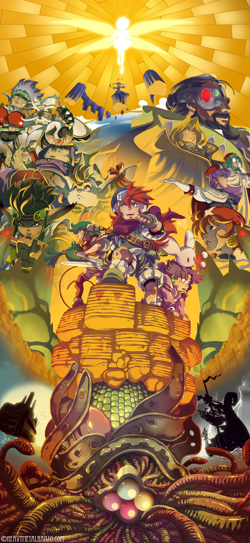 feena, justin, sue, puui, leen, and 12 more (grandia and 1 more) drawn by metalhanzo