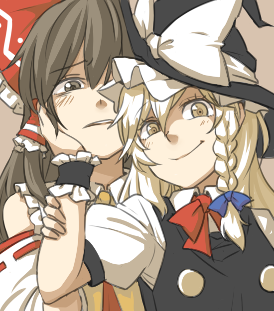 hakurei reimu and kirisame marisa (touhou) drawn by shino_(r_shughart)