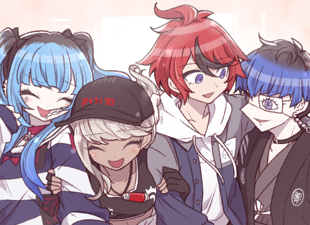 sumino takumi, omokage yugamu, amemiya darumi, and kawana tsubasa (the hundred line -last defense academy-) drawn by chiyo408