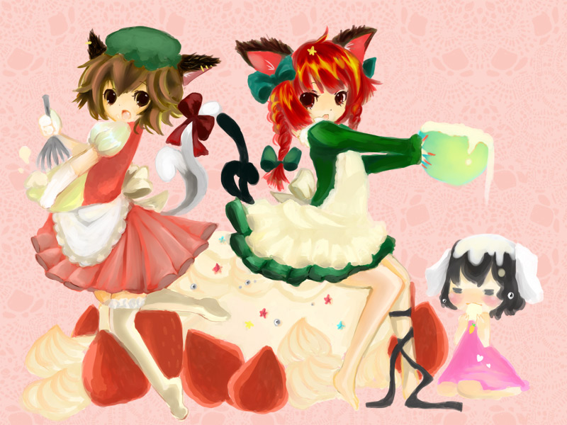 kaenbyou rin, chen, and inaba tewi (touhou) drawn by chou_nemui