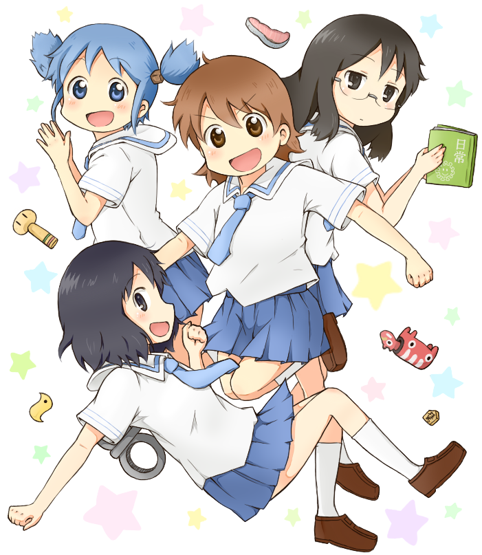 shinonome nano, naganohara mio, aioi yuuko, and minakami mai (nichijou) drawn by ayuta