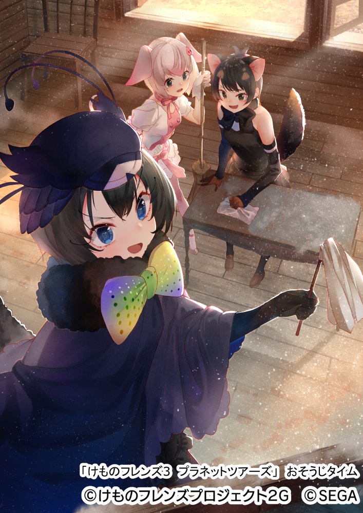 tasmanian devil, western parotia, and pig (kemono friends and 1 more) drawn by saraki