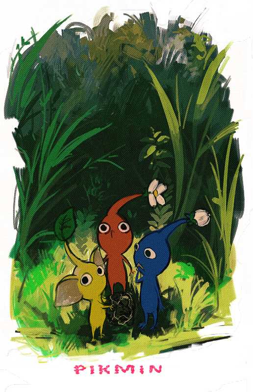 red pikmin, yellow pikmin, and blue pikmin (pikmin and 1 more) drawn by aoki_(fumomo)