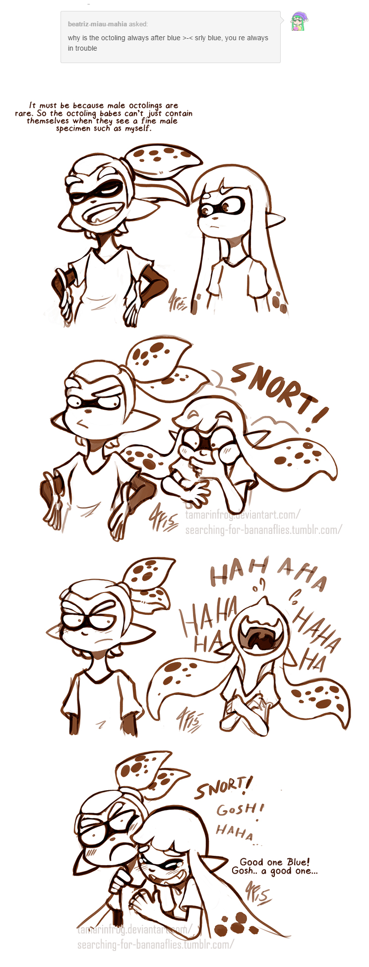 inkling player character, inkling girl, and inkling boy (splatoon and 1 more) drawn by tamarinfrog