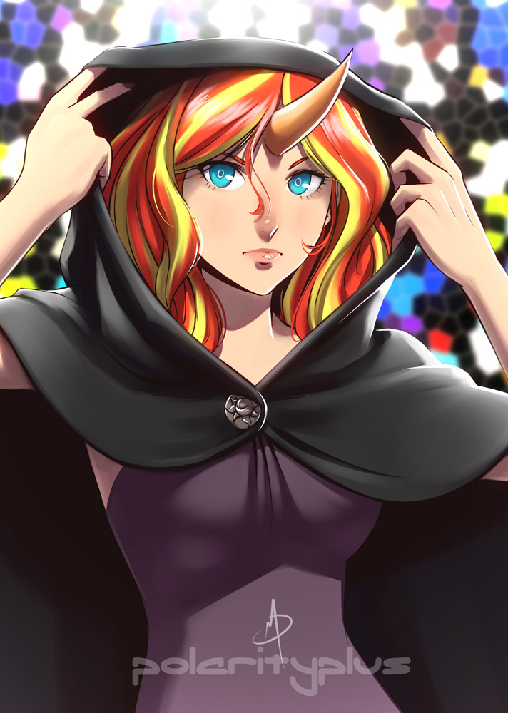 sunset shimmer (my little pony and 2 more) drawn by polarityplus