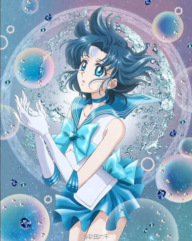 mizuno ami and sailor mercury (bishoujo senshi sailor moon and 1 more) drawn by sakou_yukie
