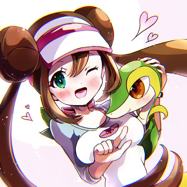 rosa and snivy (pokemon and 1 more) drawn by kotohogi_funyanya~