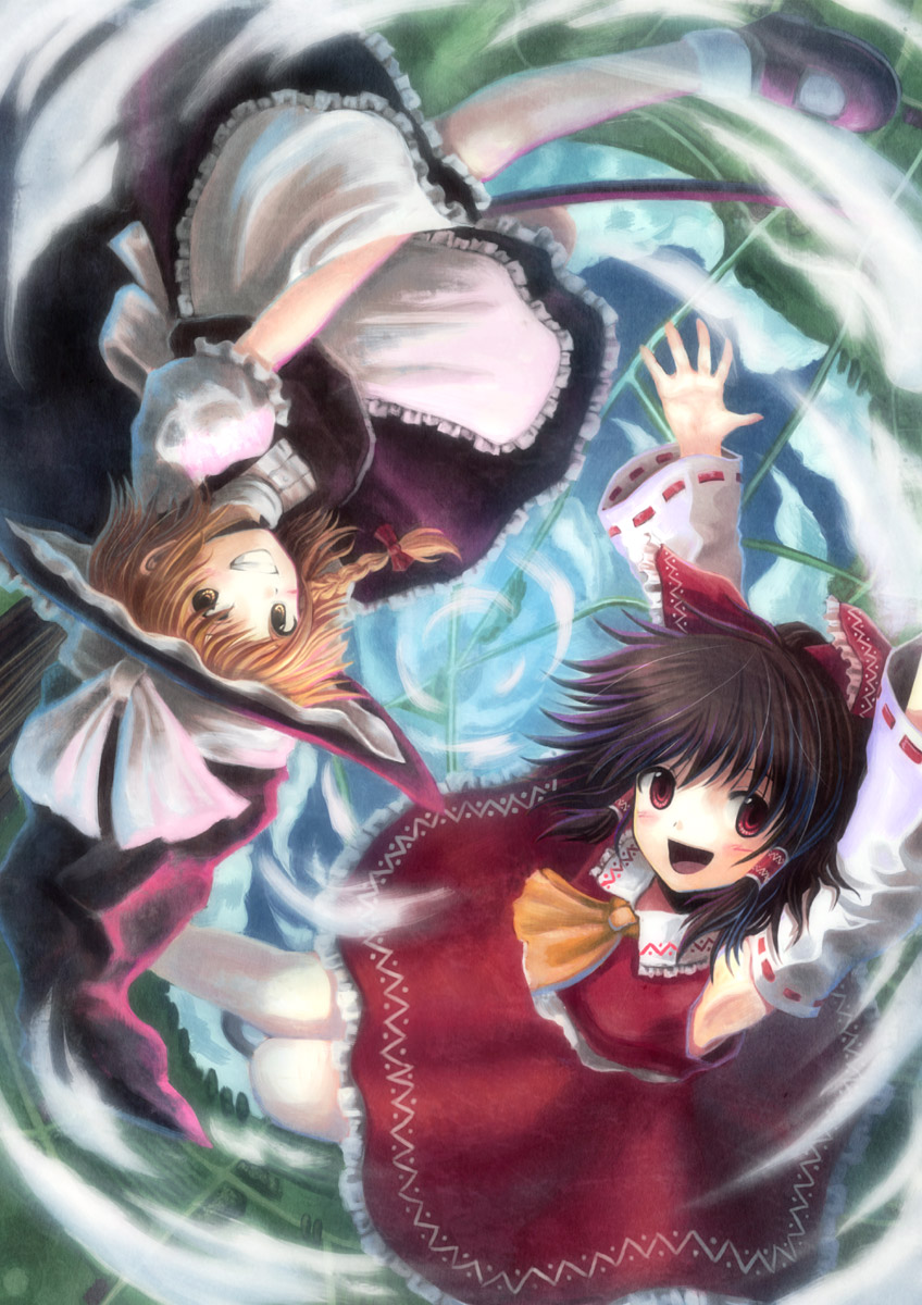 hakurei reimu and kirisame marisa (touhou) drawn by hyuuga_azuri