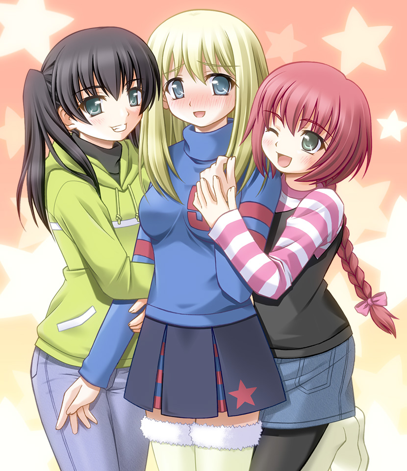 suou pavlichenko, tanya, and sascha (darker than black) drawn by shiumai