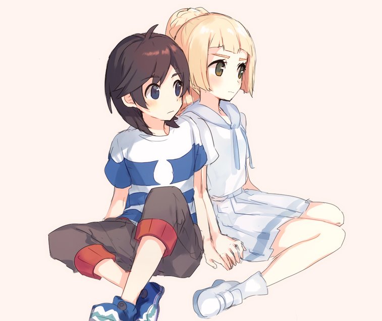 lillie and elio (pokemon and 1 more) drawn by zp_hn02