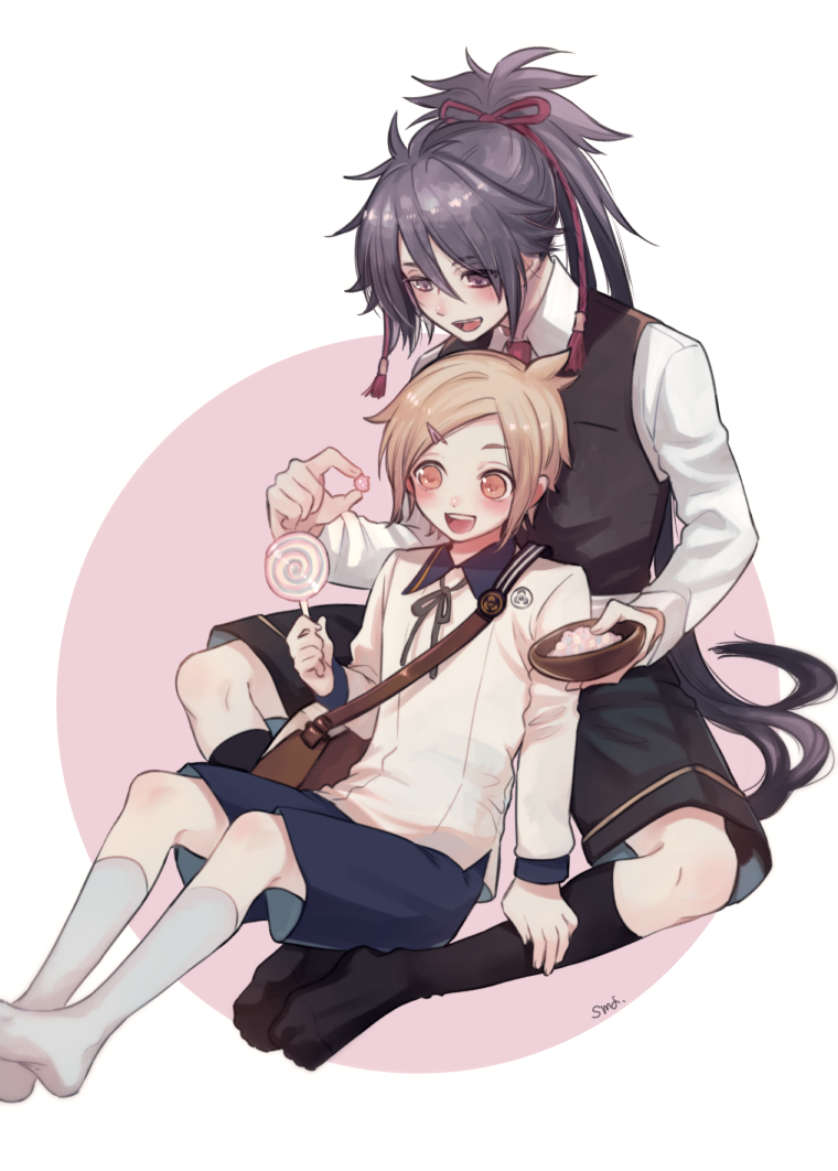 houchou toushirou and fudou yukimitsu (touken ranbu) drawn by shimajiro