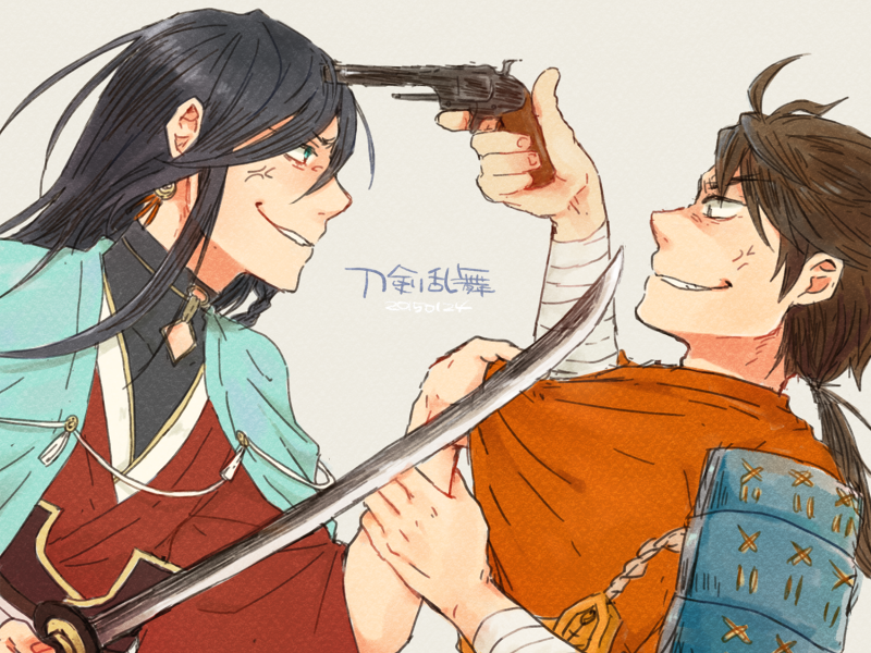 izumi-no-kami kanesada and mutsu-no-kami yoshiyuki (touken ranbu) drawn by yunoki_shino
