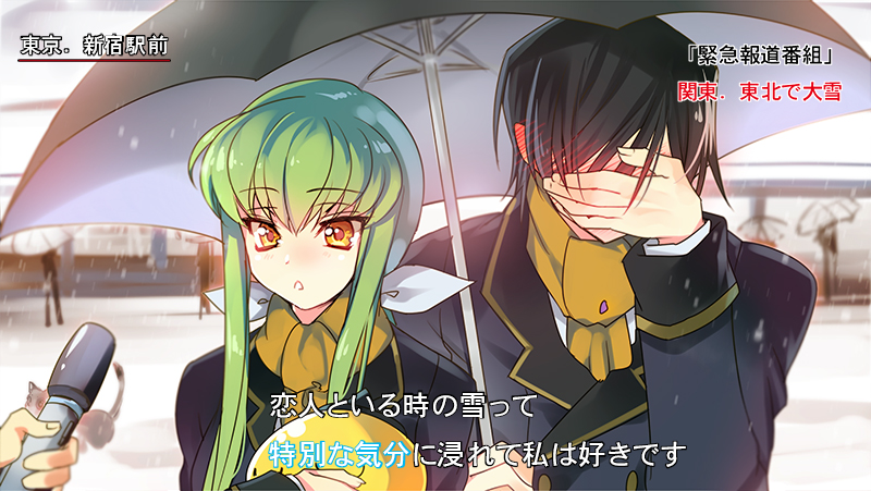 c.c., lelouch vi britannia, and cheese-kun (code geass) drawn by creayus