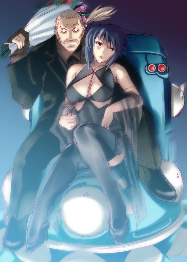kusanagi motoko, tachikoma, and batou (ghost in the shell and 1 more) drawn by chiba_toshirou