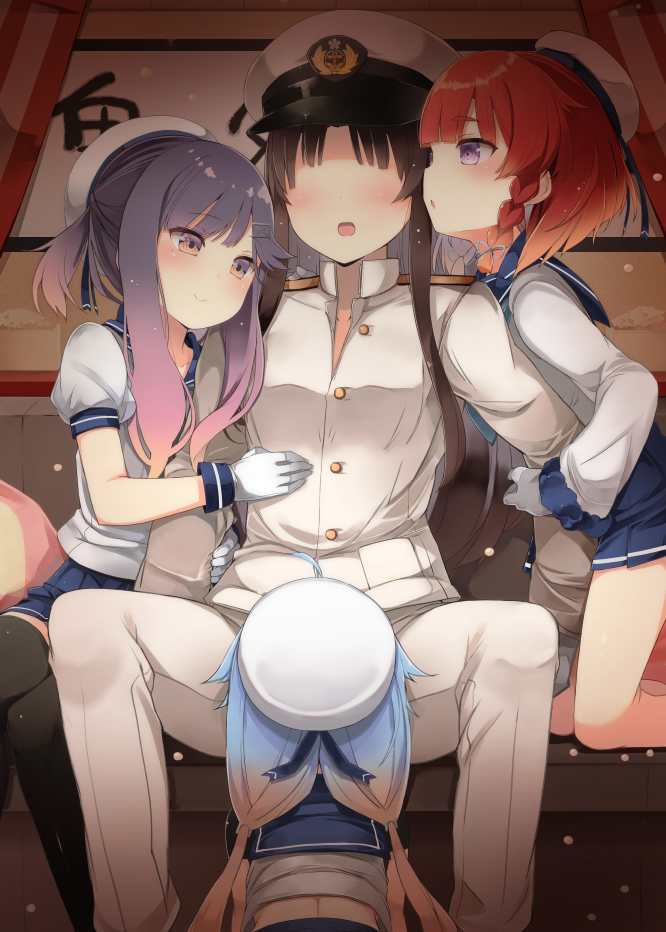 female admiral, etorofu, tsushima, and sado (kantai collection) drawn by shin_(new)
