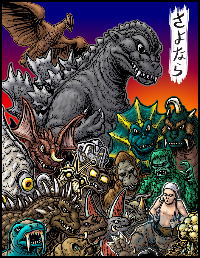 godzilla, mothra, king kong, rodan, baragon, and 14 more (ultra series and 7 more) drawn by almightyrayzilla