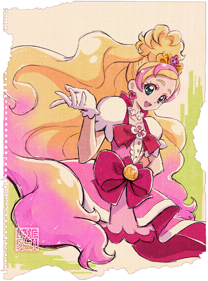 haruno haruka and cure flora (precure and 1 more) drawn by kamikita_futago