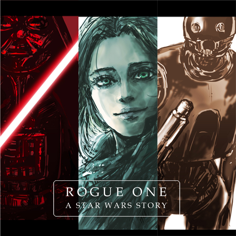 darth vader, jyn erso, and k-2so (star wars and 1 more) drawn by nishin_4