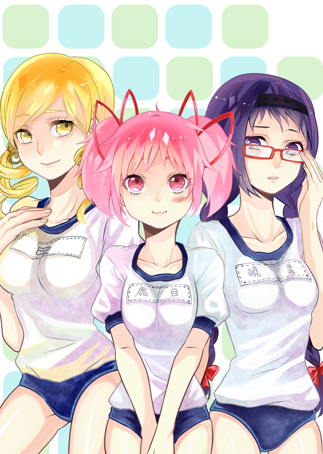 akemi homura, kaname madoka, and tomoe mami (mahou shoujo madoka magica) drawn by nichimori_wataru