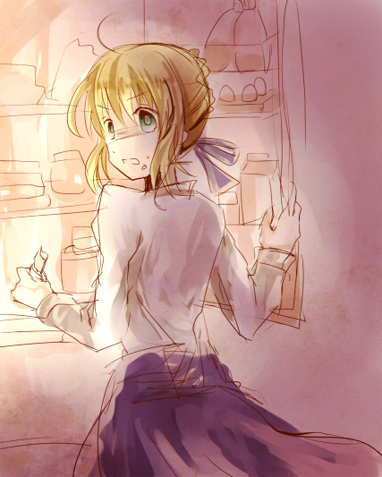 artoria pendragon and saber (fate and 1 more) drawn by totte