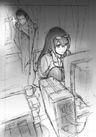 makise kurisu and okabe rintarou (steins;gate) drawn by kokutan_kitsunen