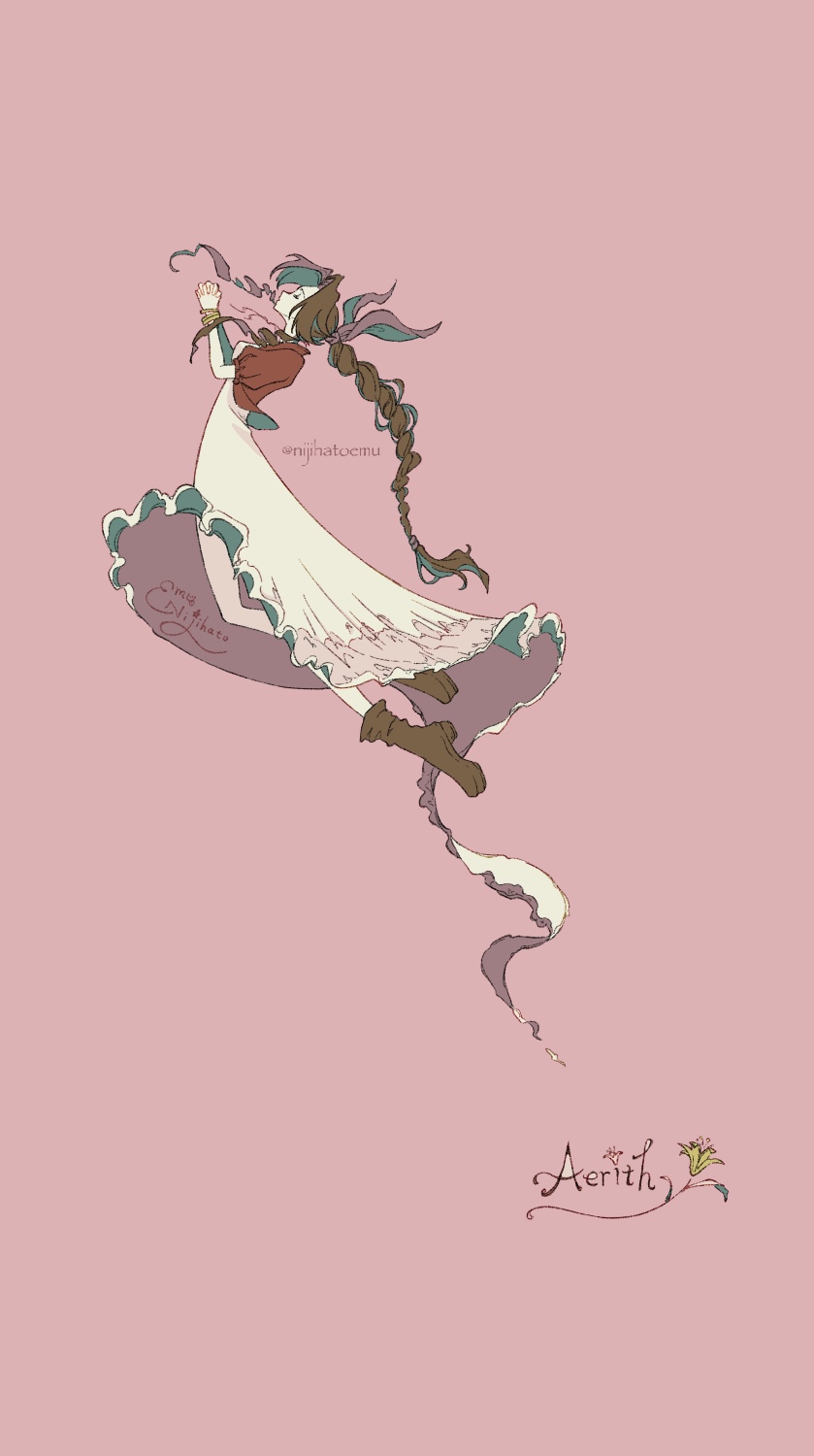 aerith gainsborough (final fantasy and 2 more) drawn by nijihatoemu