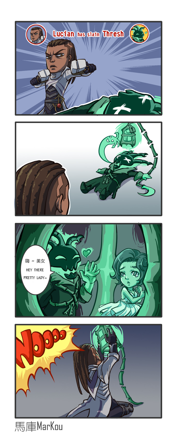 thresh, senna, and lucian (league of legends) drawn by wongyu