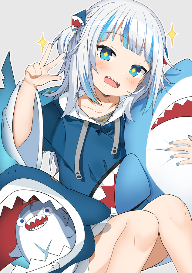 gawr gura and bloop (hololive and 1 more) drawn by kurot