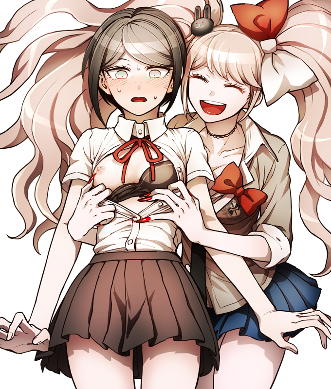 enoshima junko and ikusaba mukuro (danganronpa and 1 more) drawn by zakki