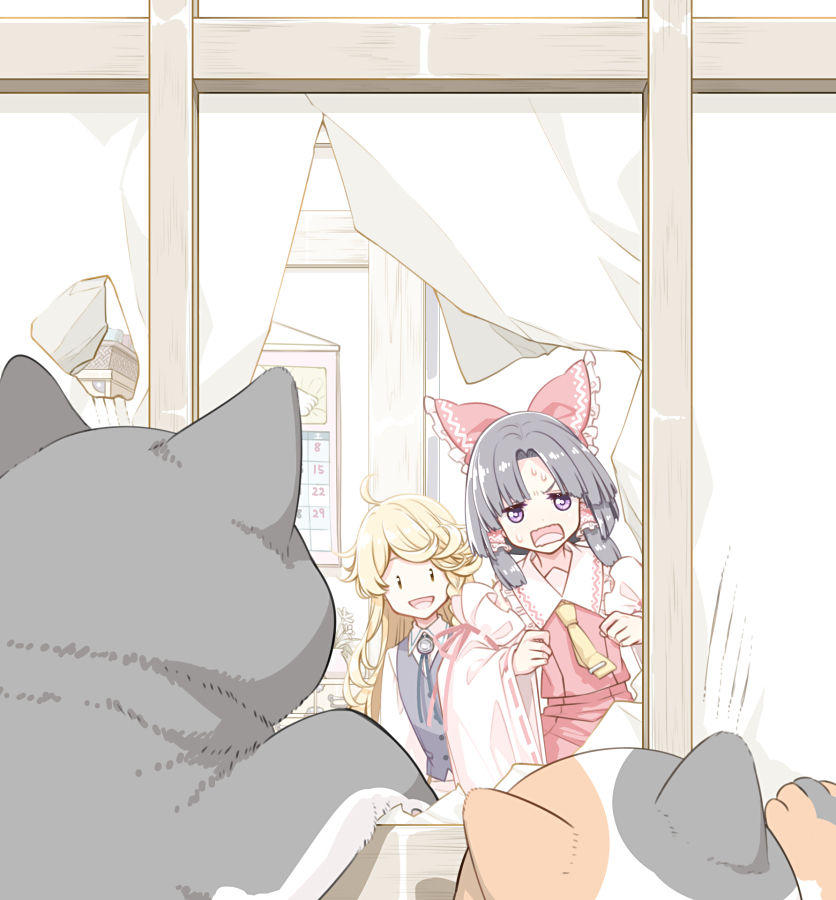 hakurei reimu and kirisame marisa (touhou) drawn by sakuraba_yuuki