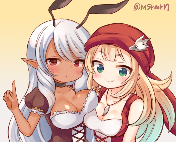gold pirate and yellow fairy (puzzle & dragons) drawn by meopun_(meopen429)